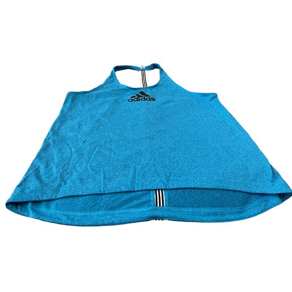 ADIDAS RACERBACK TANK TOP, WOMENS, S, TEAL W/ BLACK & WHITE STRIPES ON BACK BAND - Picture 3 of 9